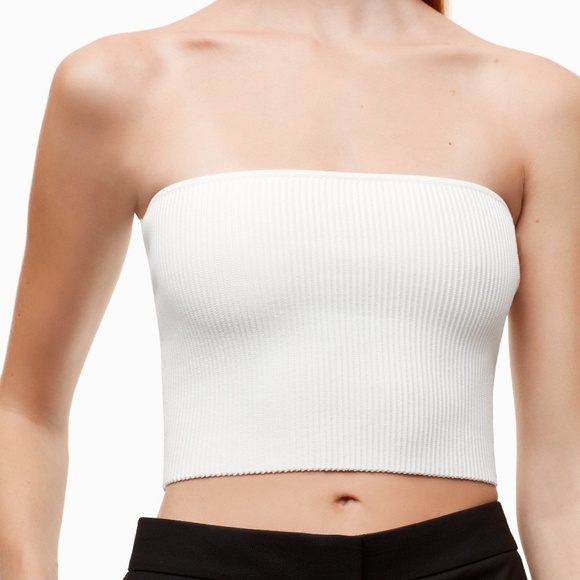 white crop tube top